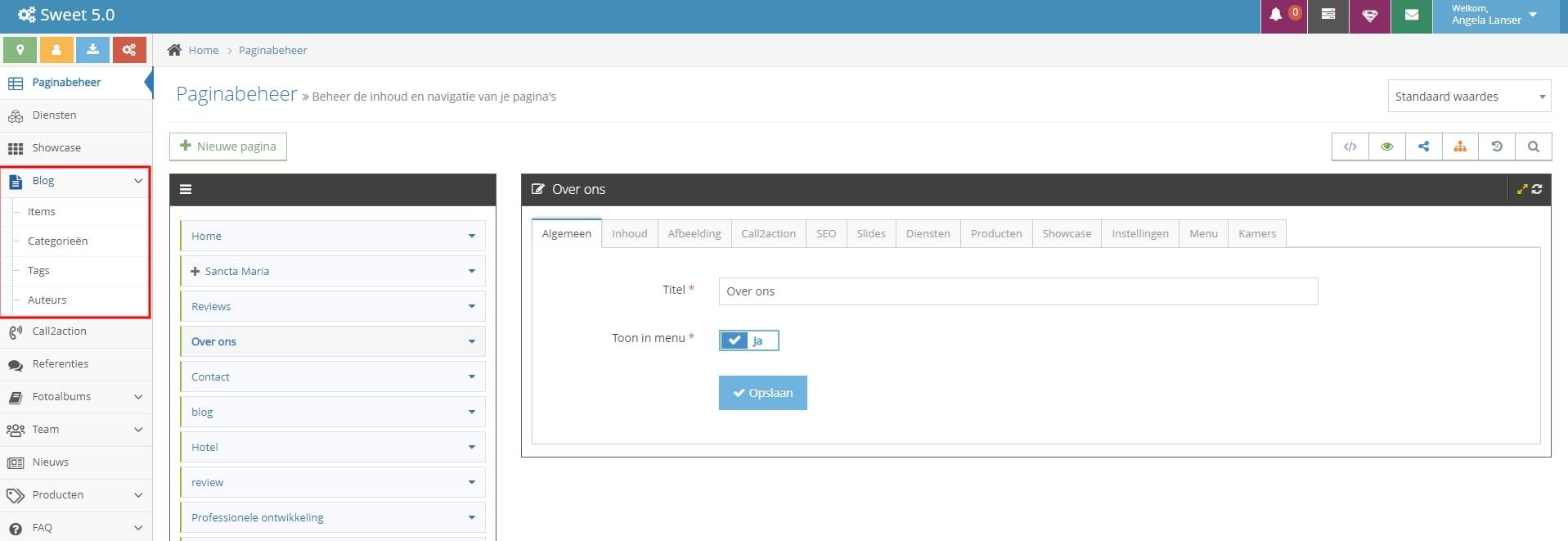 De blogmodule in het Tijdvooreensite CMS De blogmodule in het Tijdvooreensite CMS