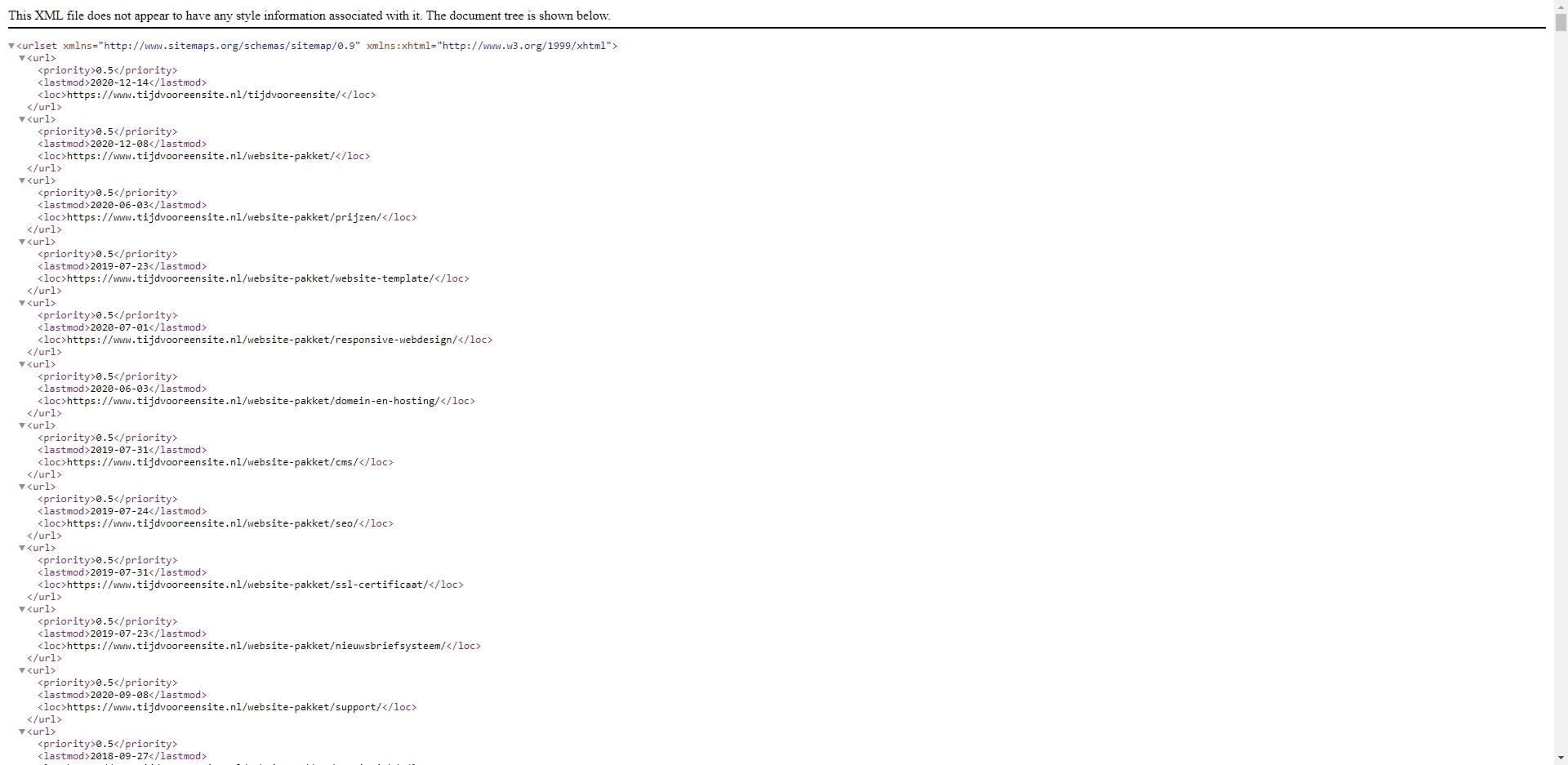 Sitemap voorbeeld