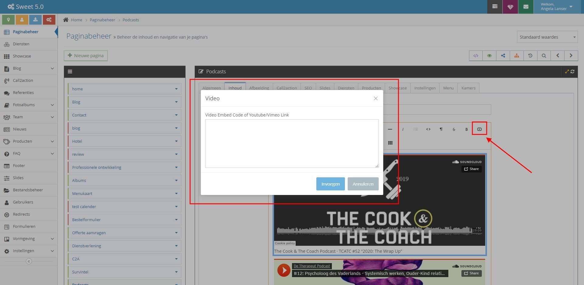 Embed code van podcast plaatsen op Tijdvooreensite