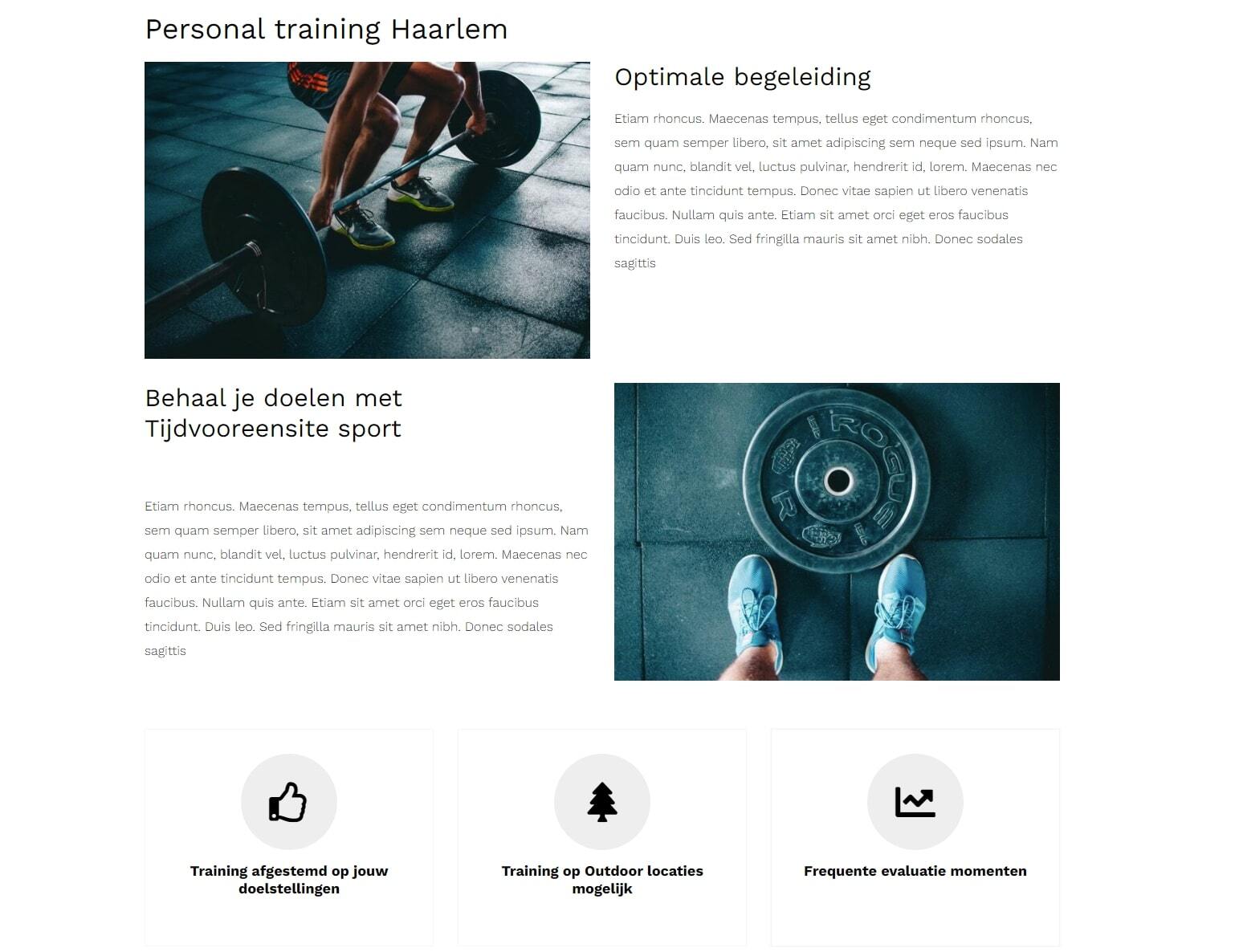 Voorbeeld fitness website Tijdvooreensite