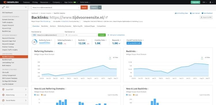 Linkbuilding tool Semrush