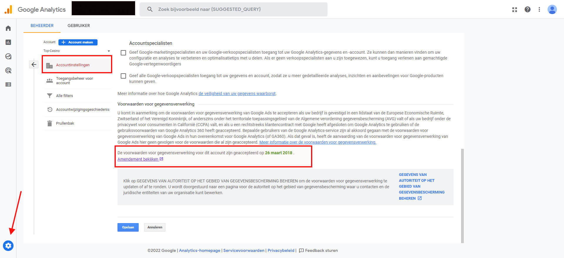 Verwerkersovereenkomst Google Analytics