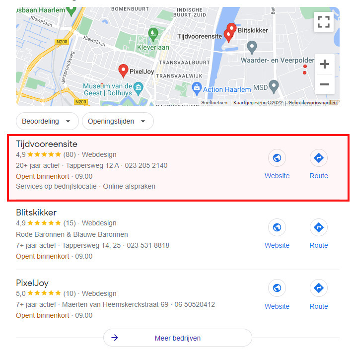 Google reviews Tijdvooreensite