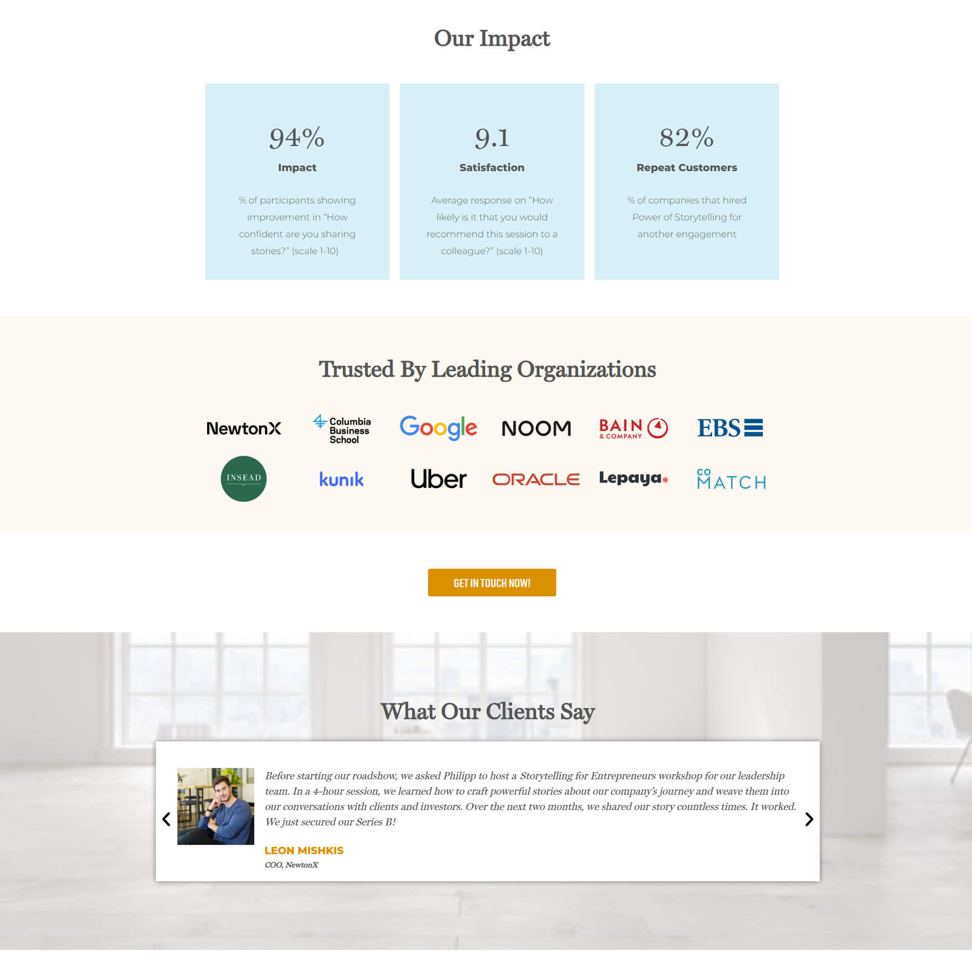 Social proof landingspagina Power of Storytelling