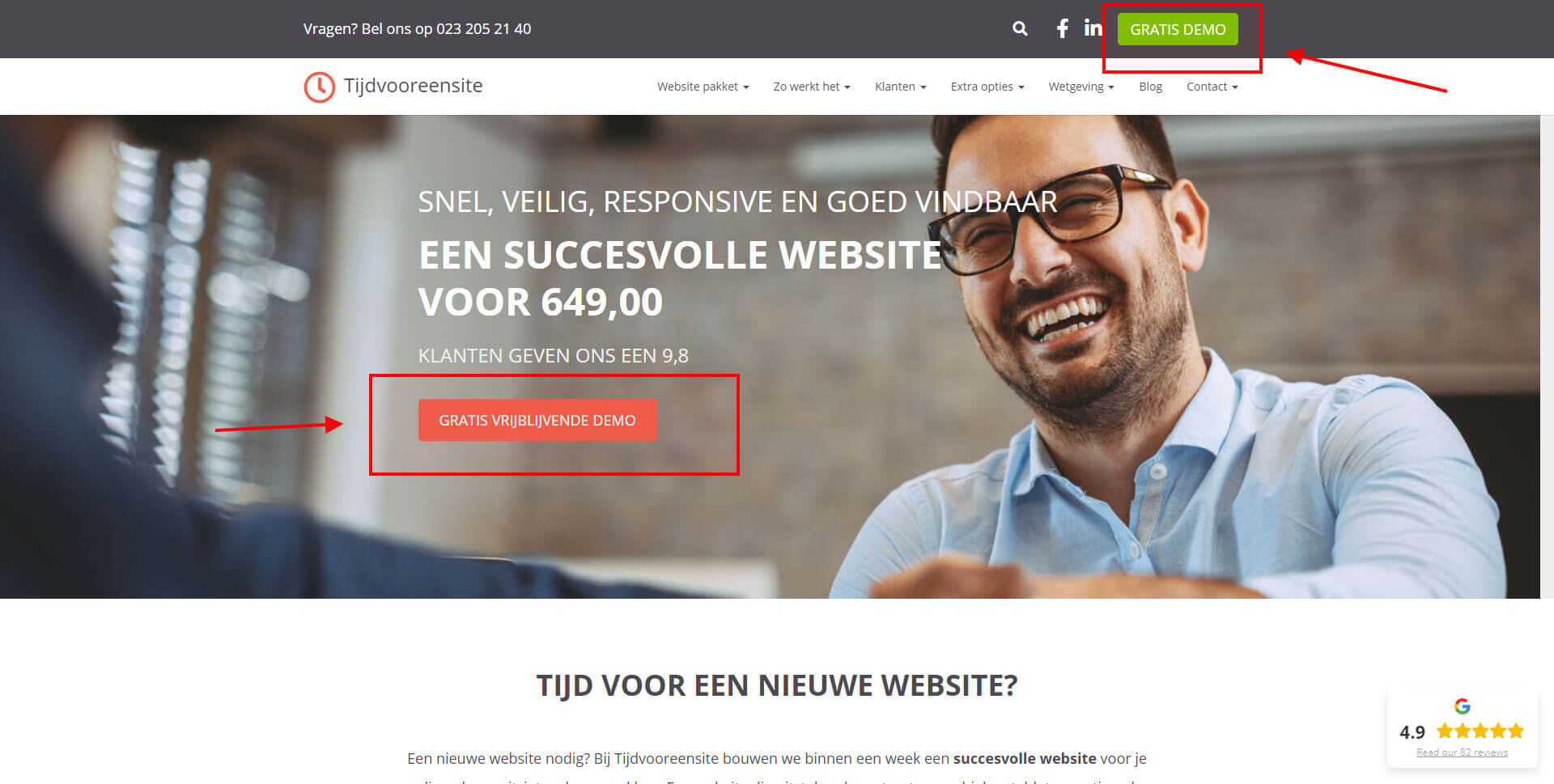 Opvallende call to actions op landingspagina