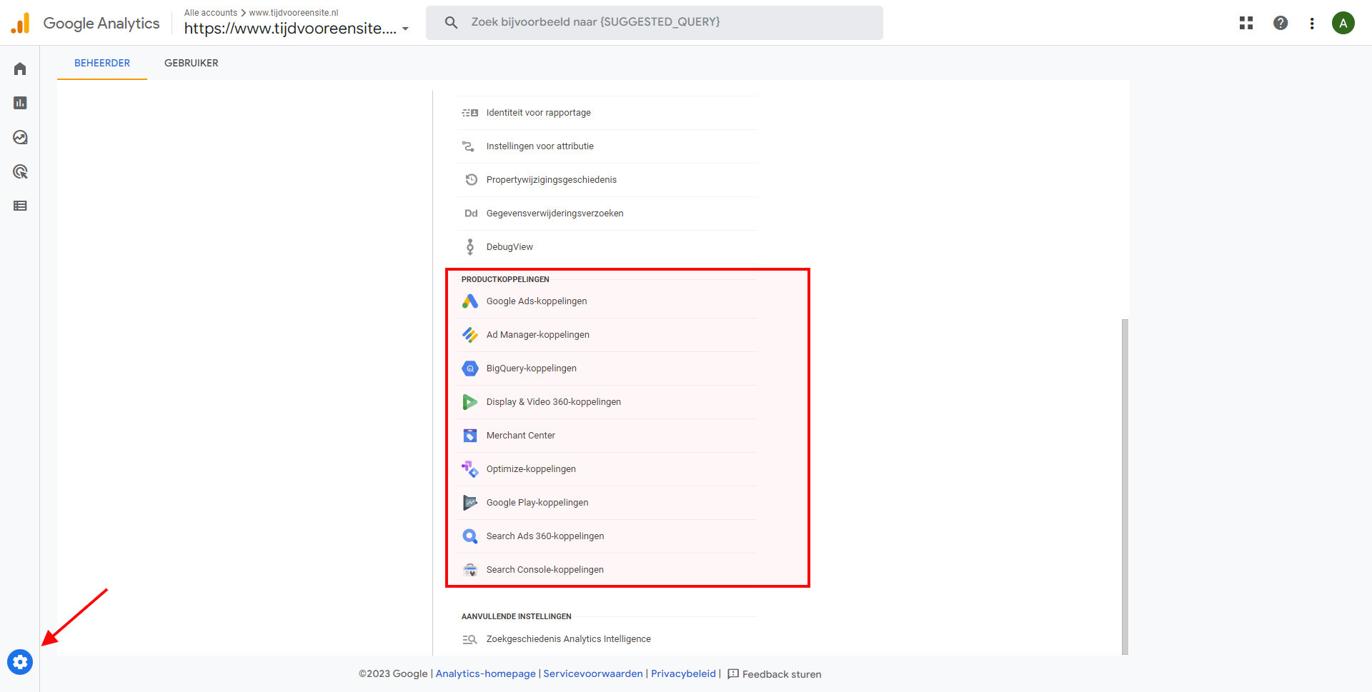 Productkoppelingen Google Analytics