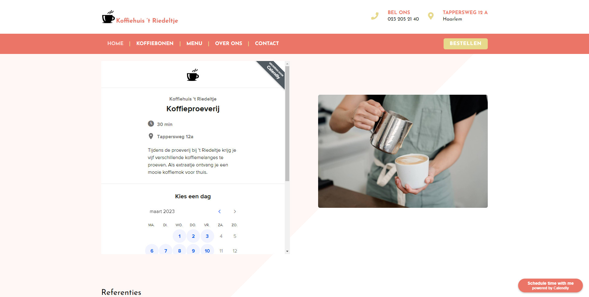 Online agenda van Calendly op de website