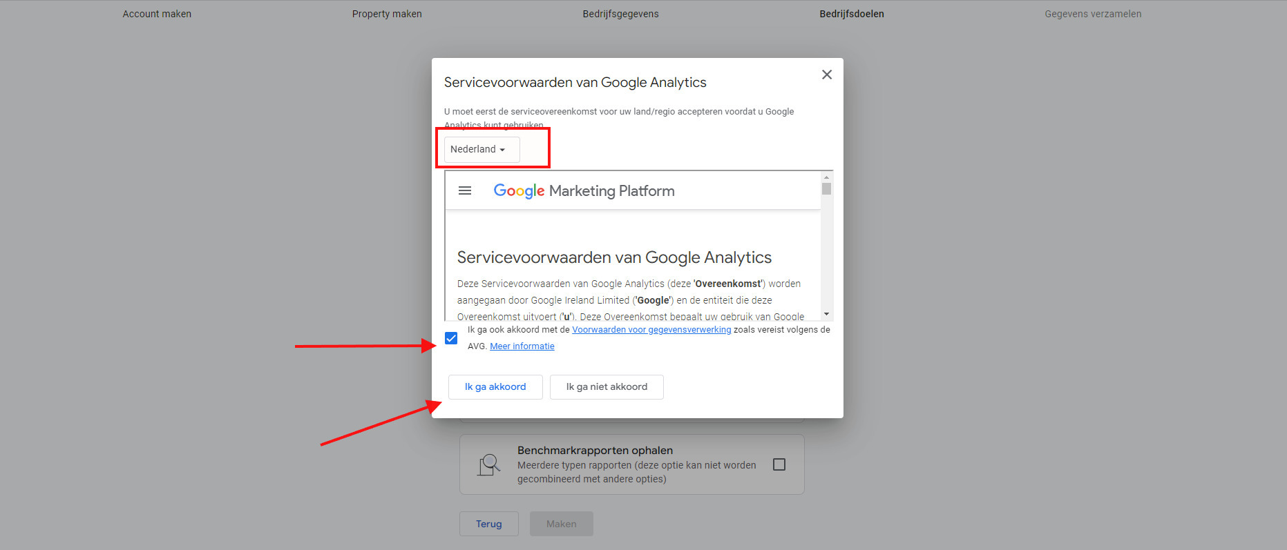 Akkoord gaan met de servicevoorwaarden