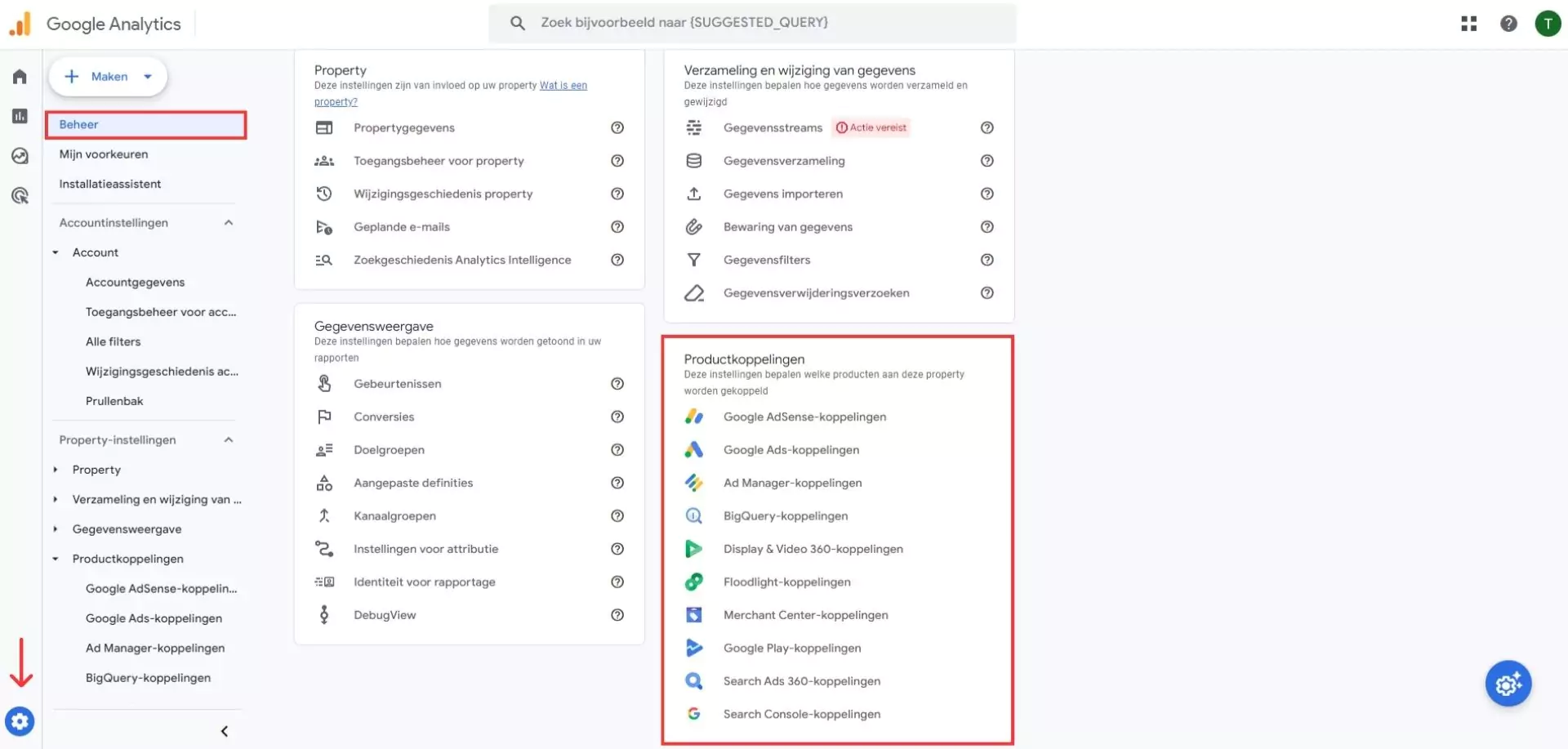 Productkoppelingen Google Analytics