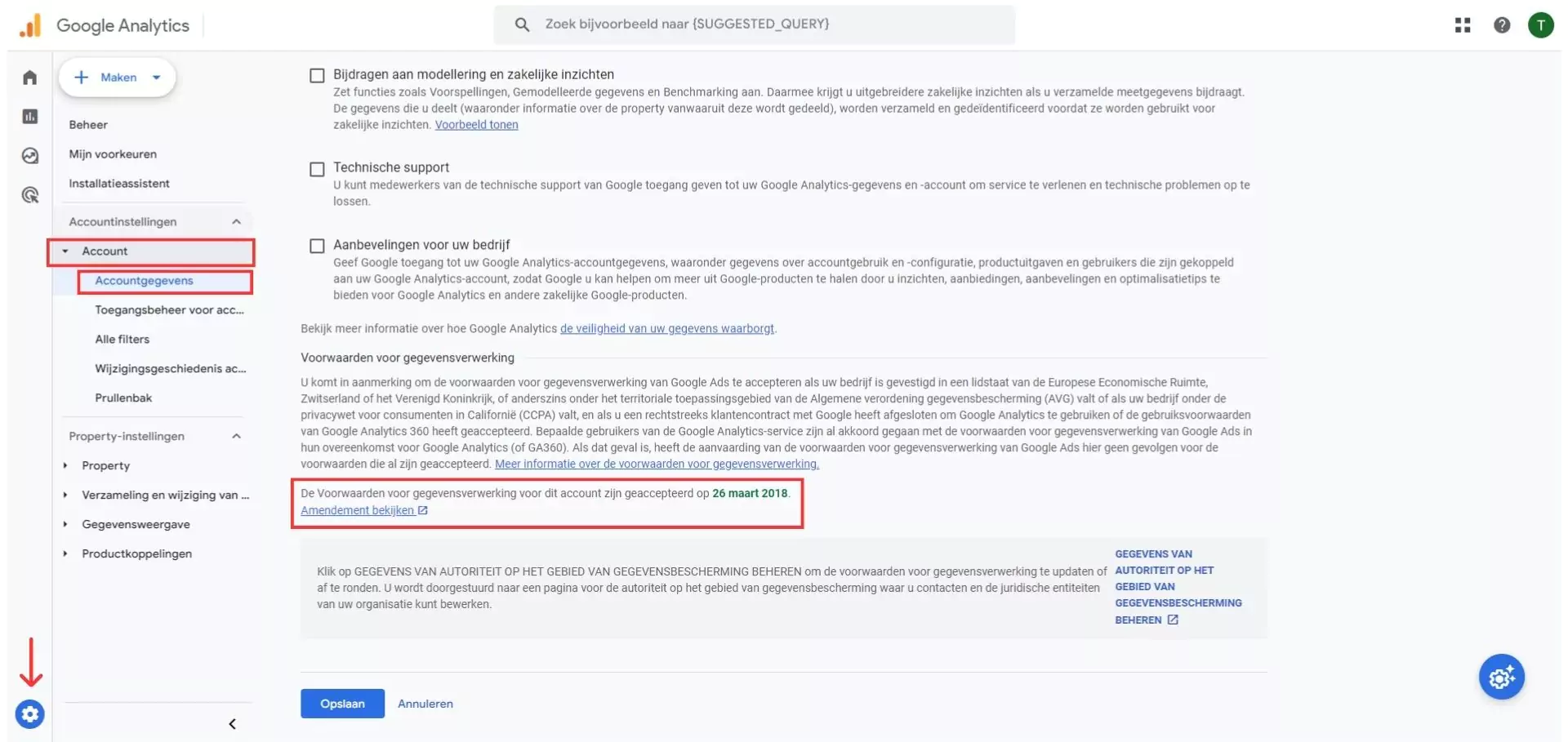 Verwerkersovereenkomst Google Analytics