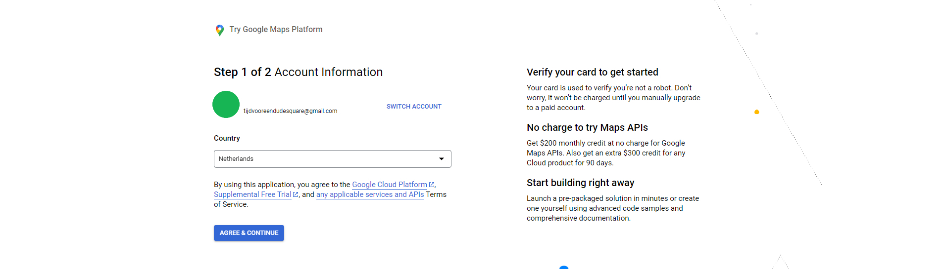 Billing account aanmaken