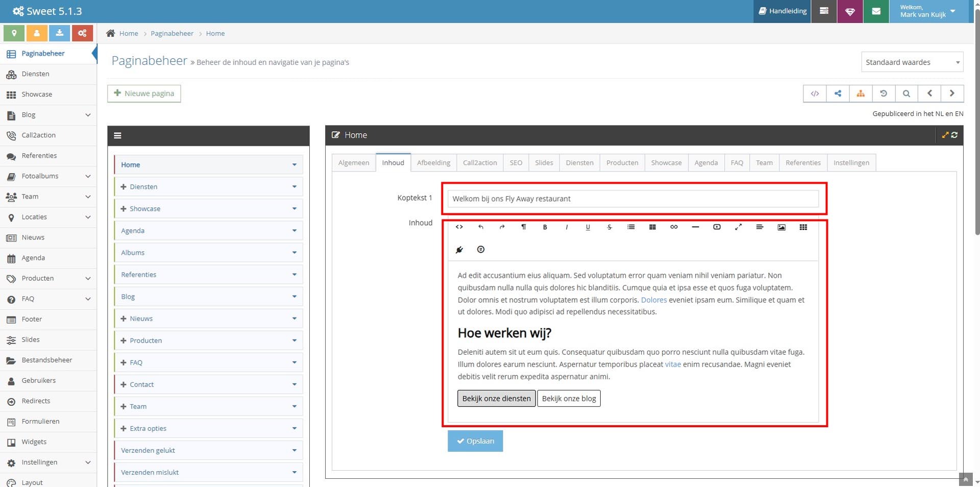 Invoervelden CMS
