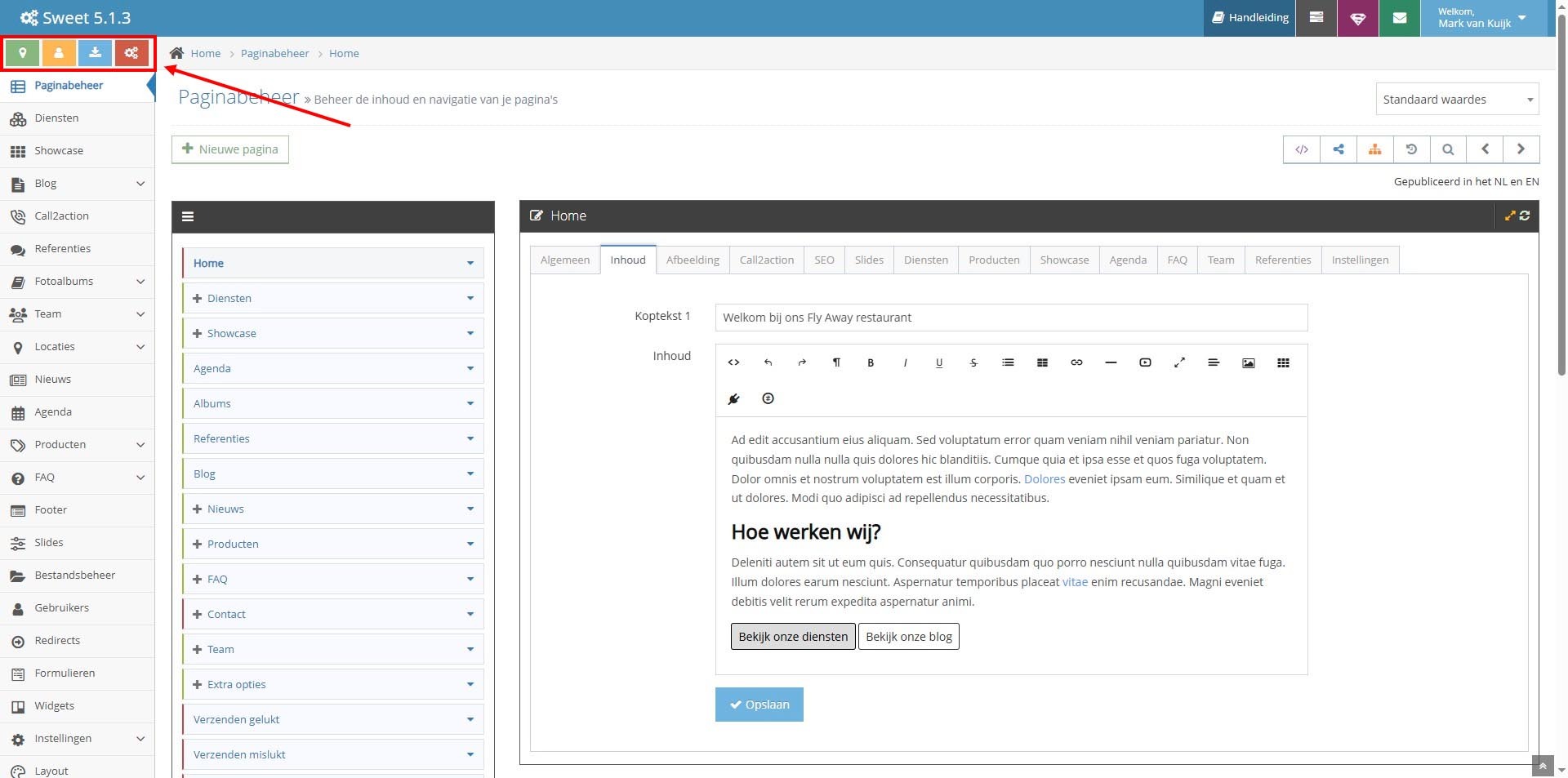 Buttons CMS Tijdvooreensite