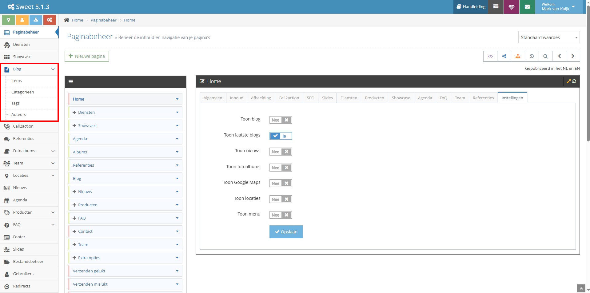 De blogmodule in het Tijdvooreensite CMS De blogmodule in het Tijdvooreensite CMS