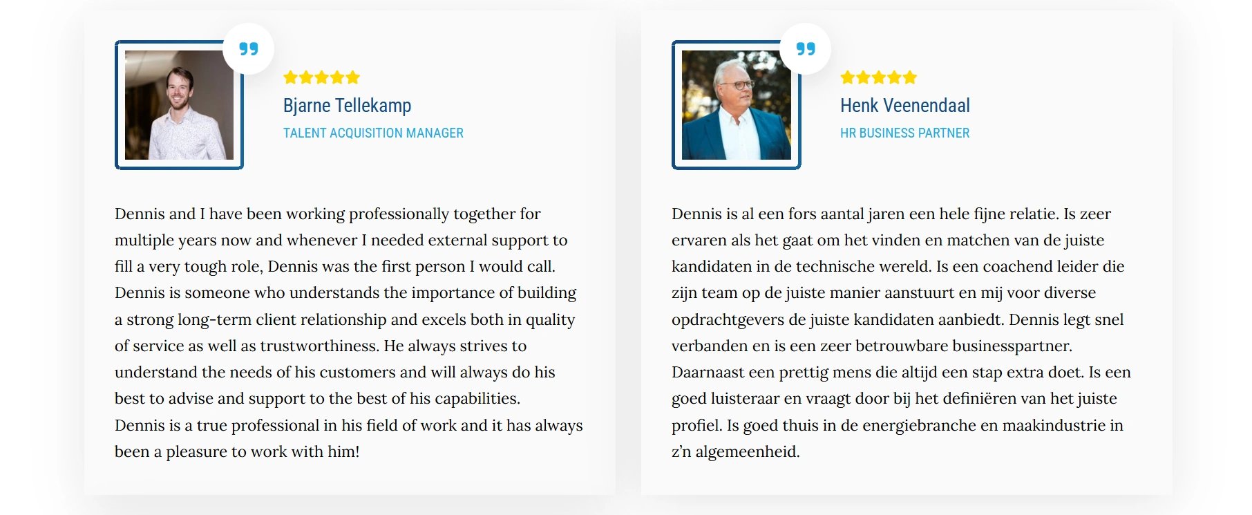 tesimonials op home