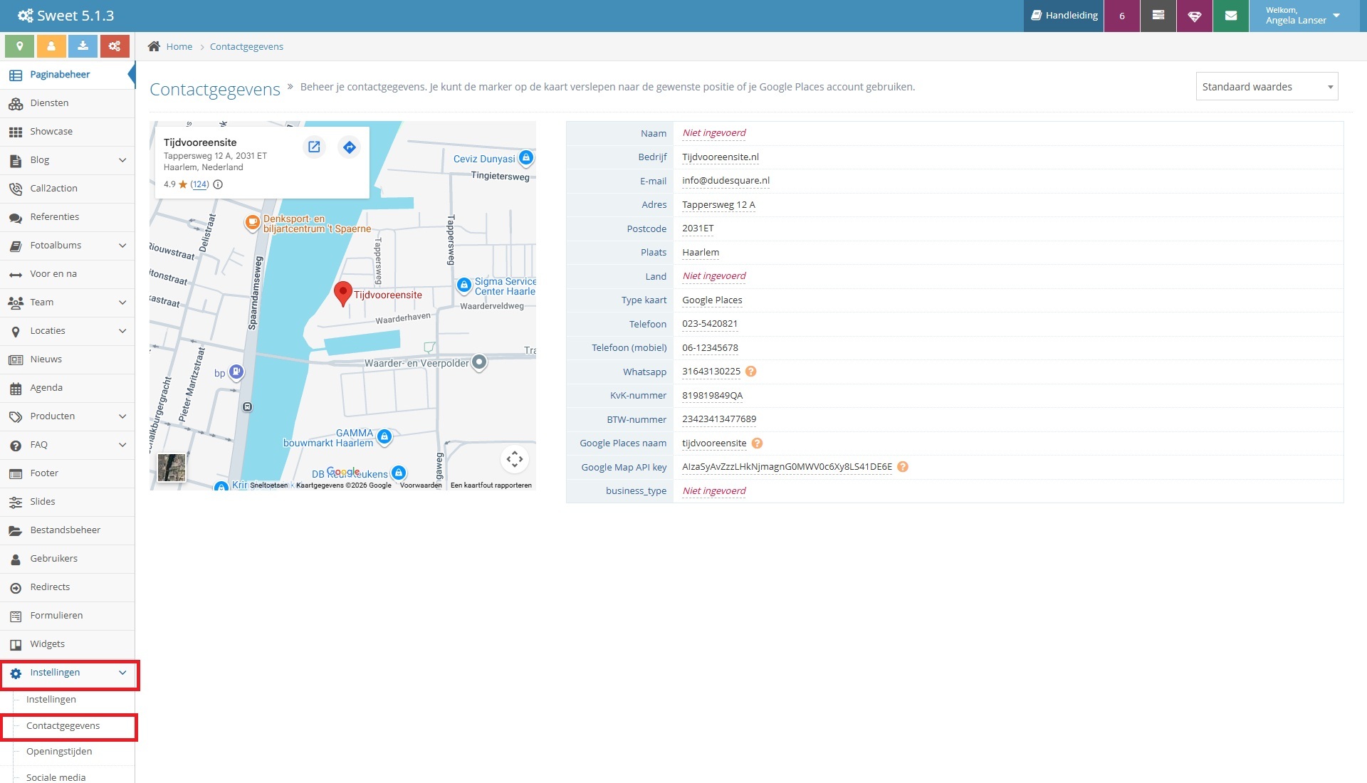 Contactgegevens wijzigen in het CMS