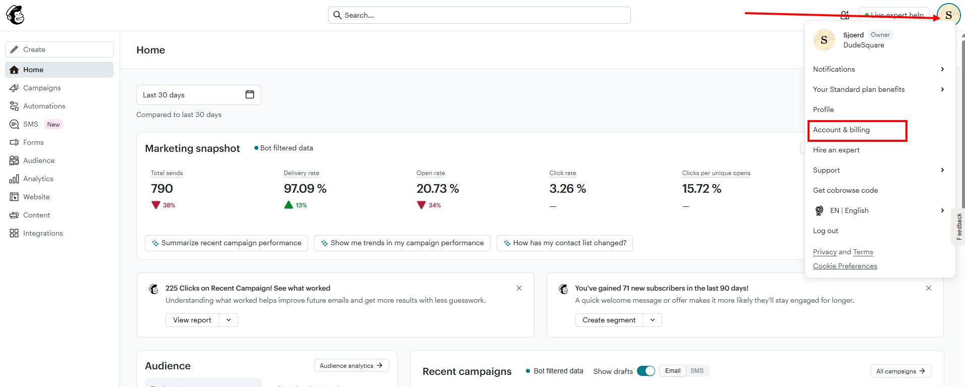Naar je MailChimp account