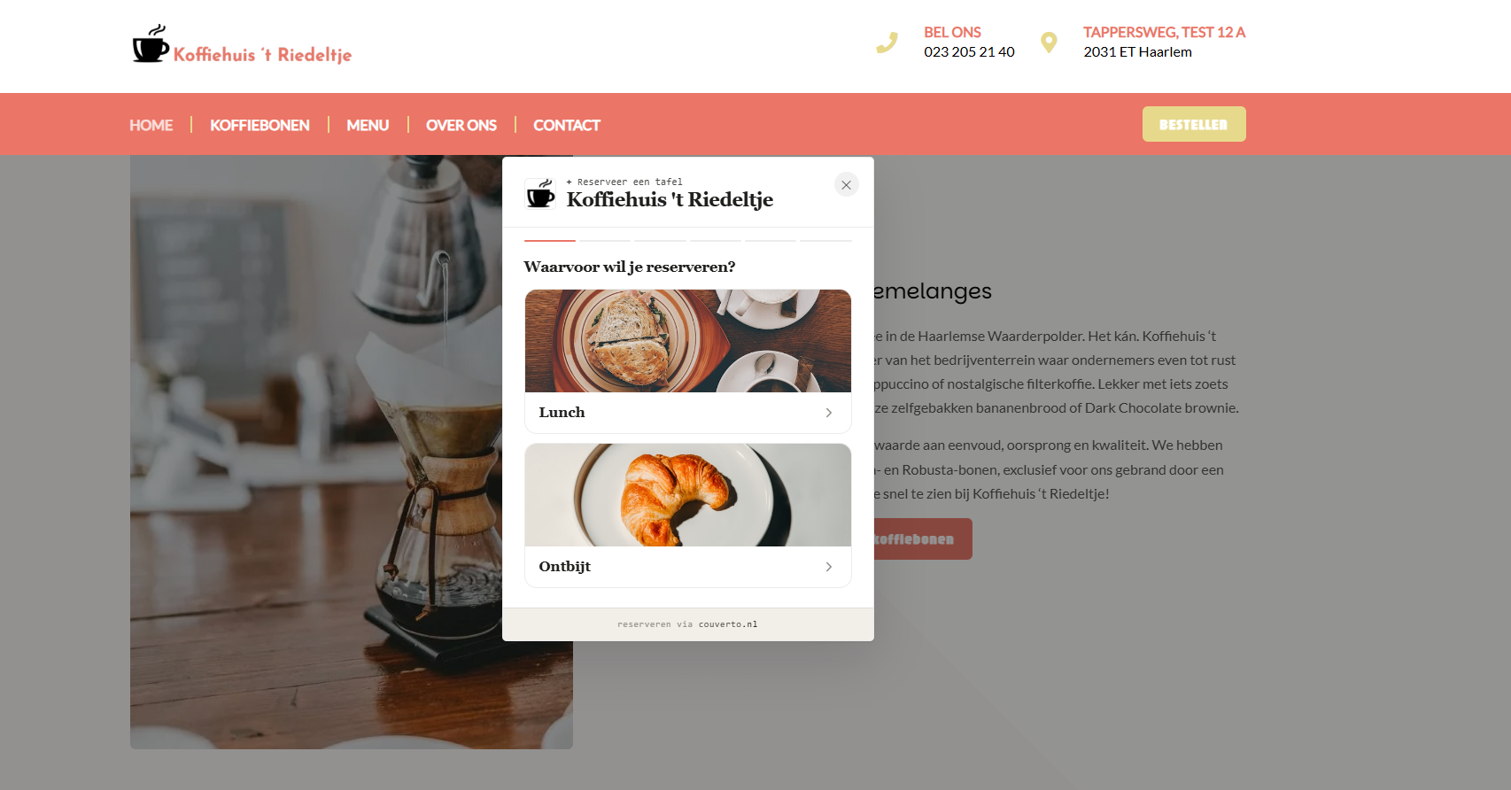 Couverto reserveerwidget op website