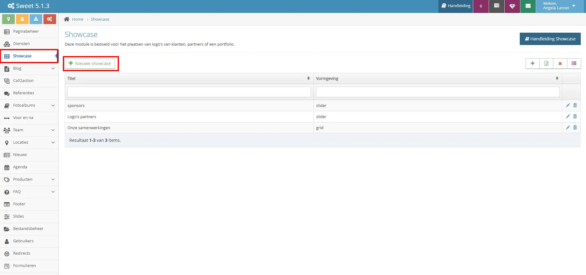 Showcase aanmaken in het CMS Showcase aanmaken in het CMS