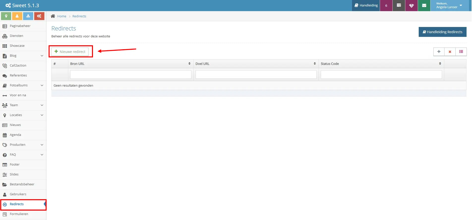 Redirects aanmaken in het CMS