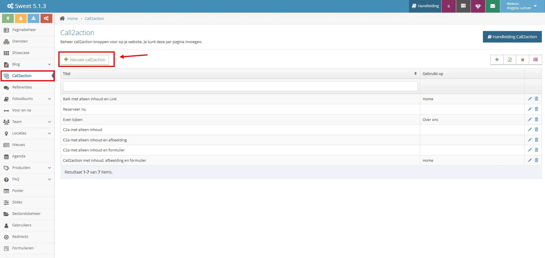 Call to action aanmaken in het CMS Call to action aanmaken in het CMS