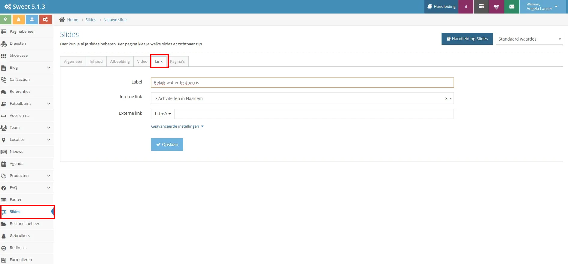 Button maken in slider