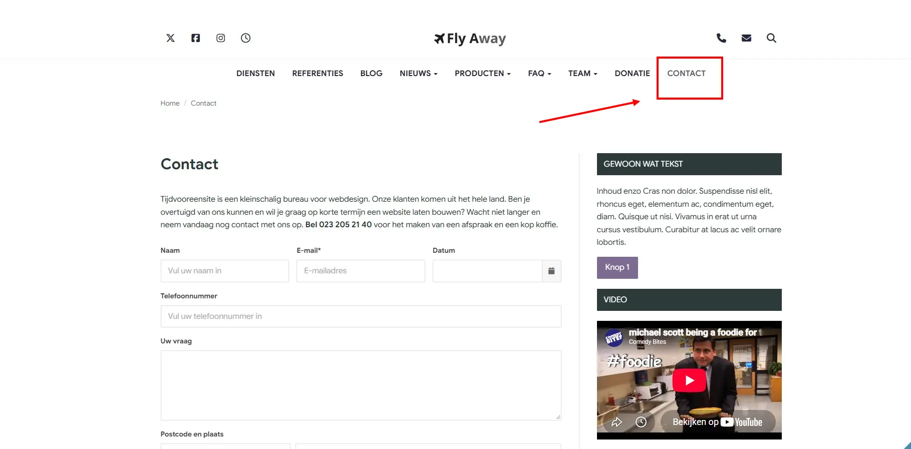 Een contactpagina aanmaken