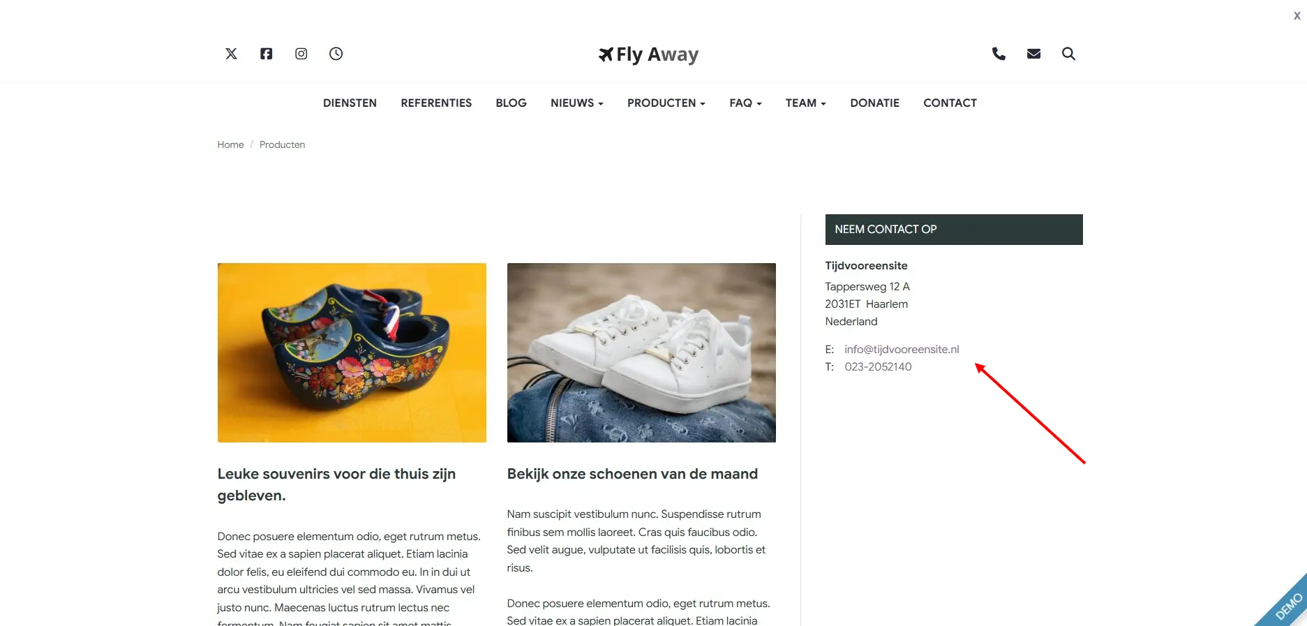 Contactgegevens als widget