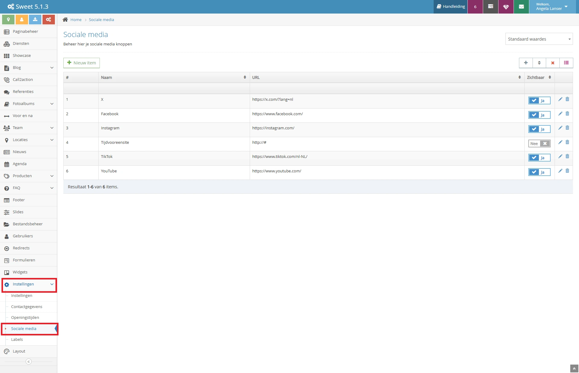 Sociale media in het CMS Sociale media in het CMS