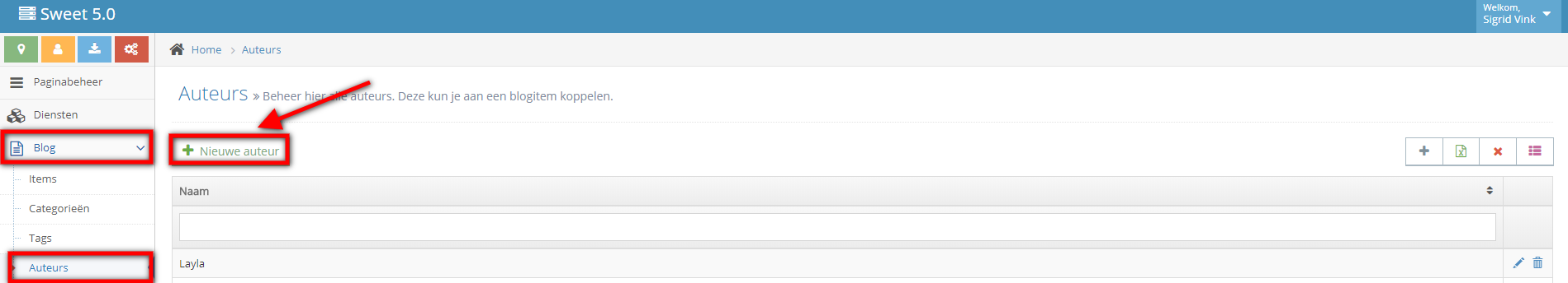 Auteur van een blog toevoegen