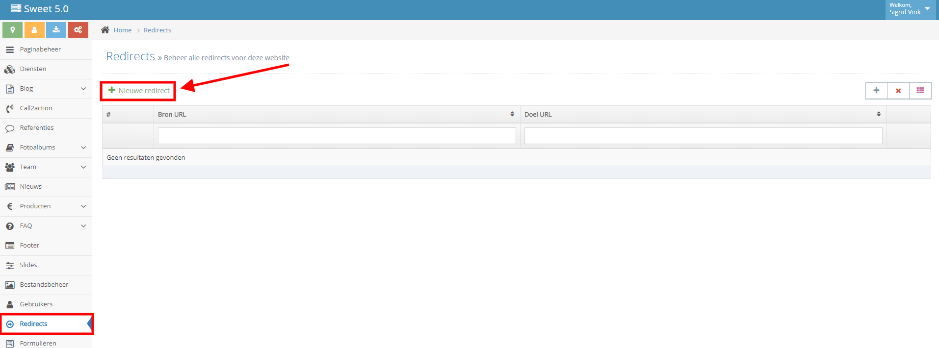 Redirects aanmaken in het CMS Redirects aanmaken in het CMS