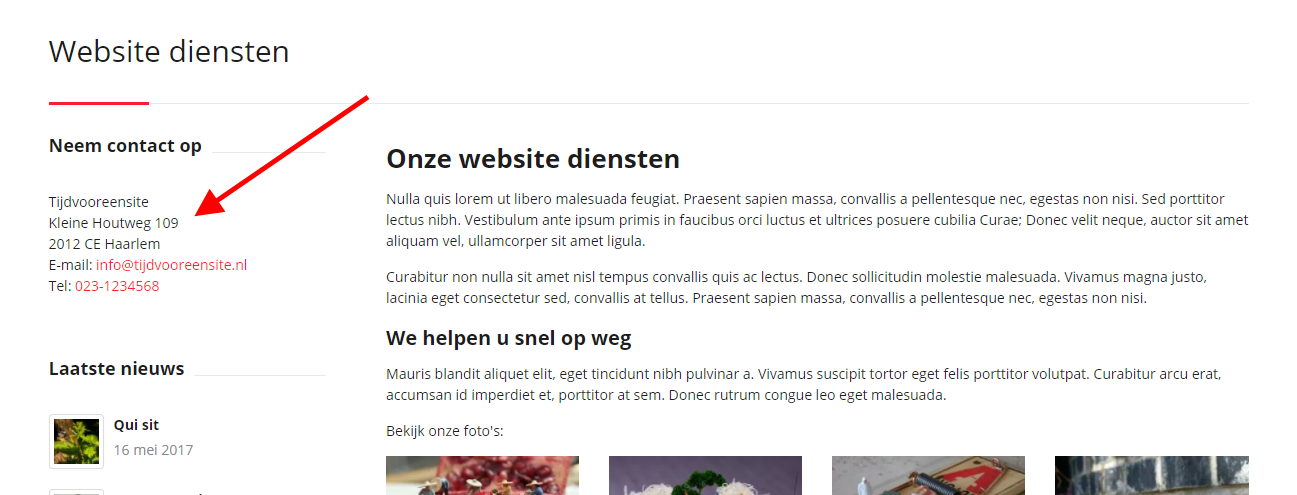 Contactgegevens als widget Contactgegevens als widget