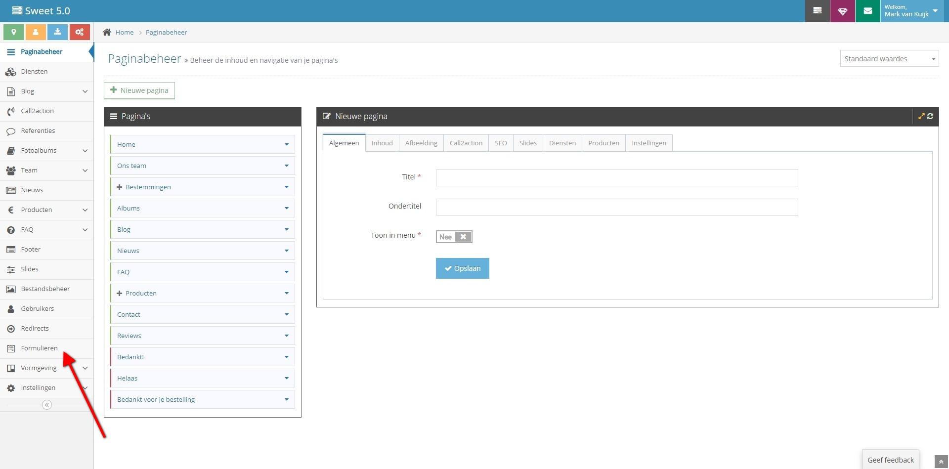Stap 1: Ga in Sweet naar de Formulieren module