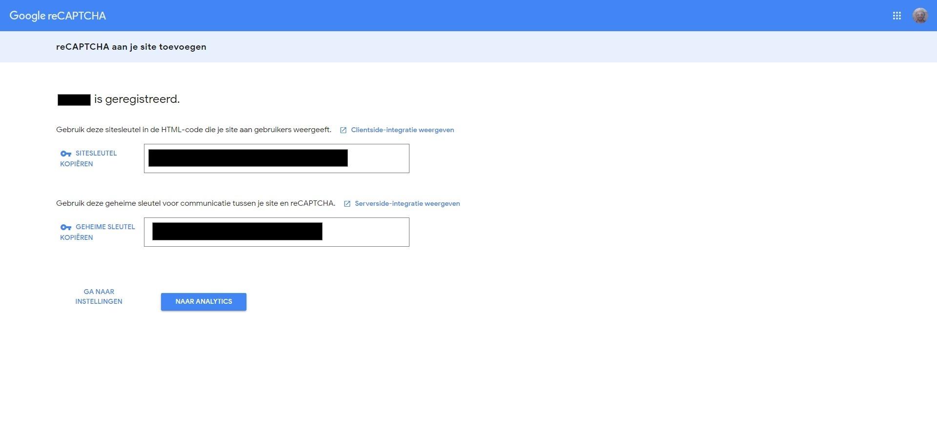 Sleutels voor Recaptcha Sleutels voor Recaptcha
