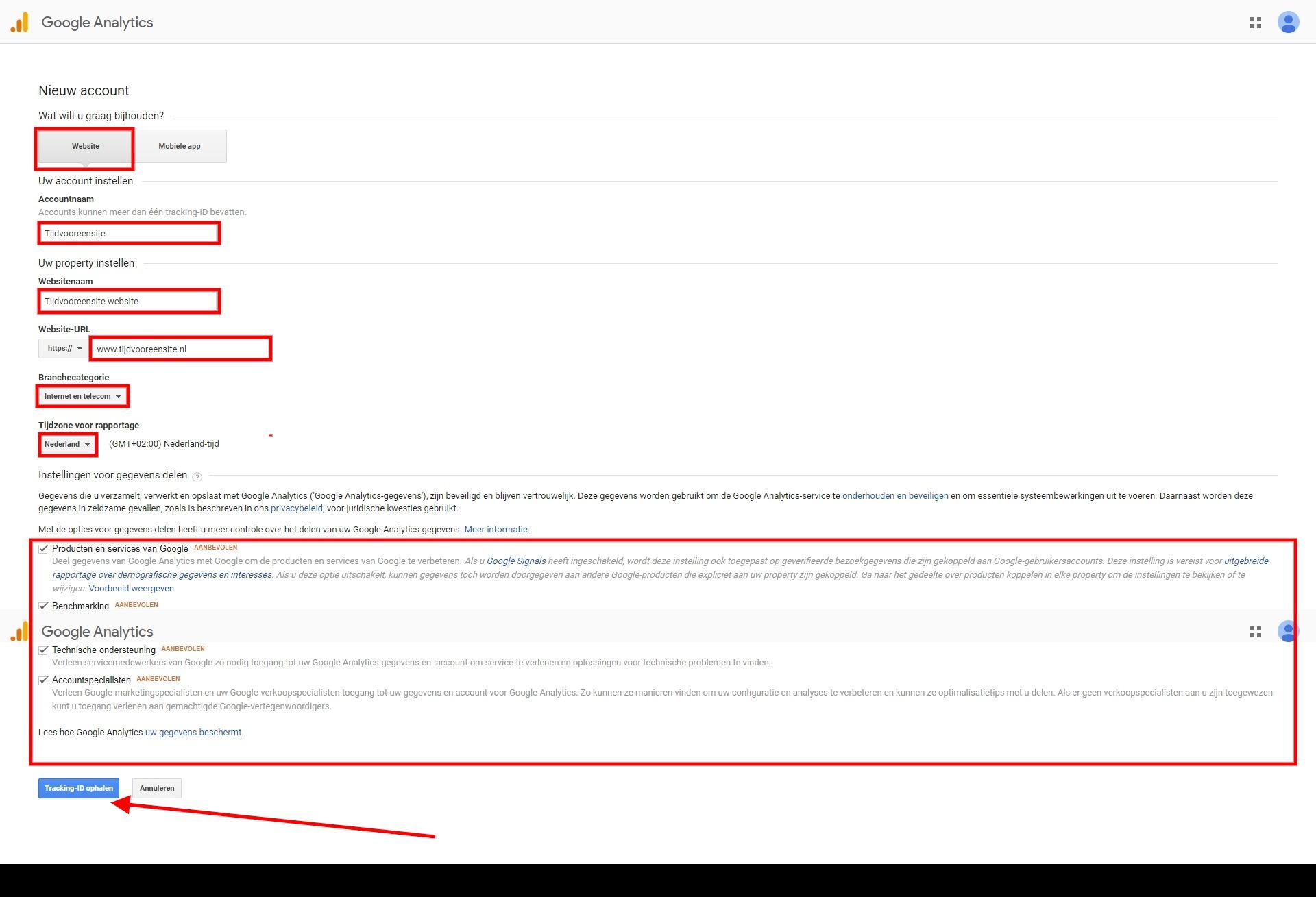 Gegevens invoeren Google Analytics Gegevens invoeren Google Analytics