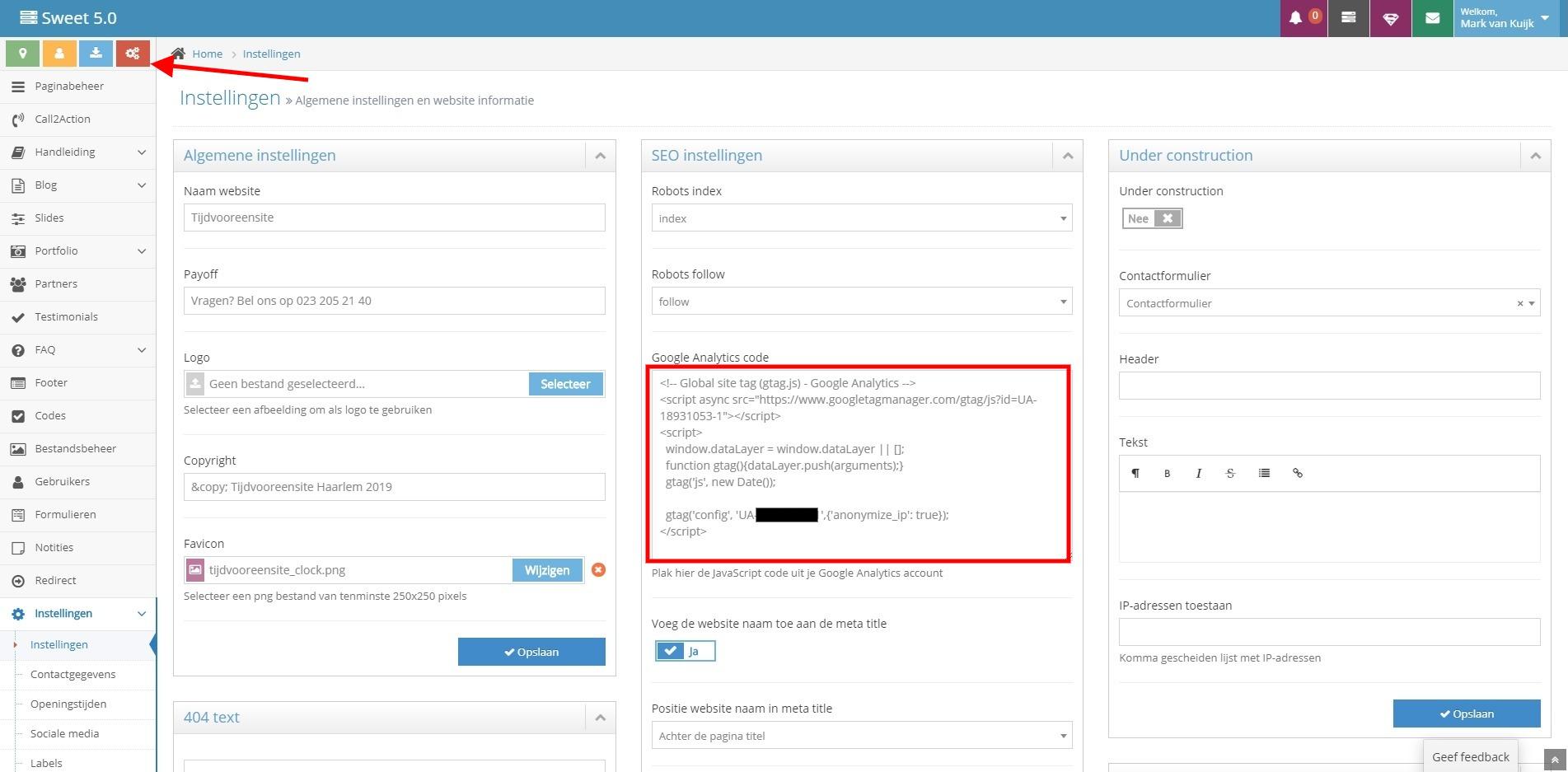Google Analytics code implementeren in CMS Google Analytics code implementeren in CMS