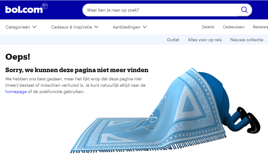 De error 404-pagina van Bol.com