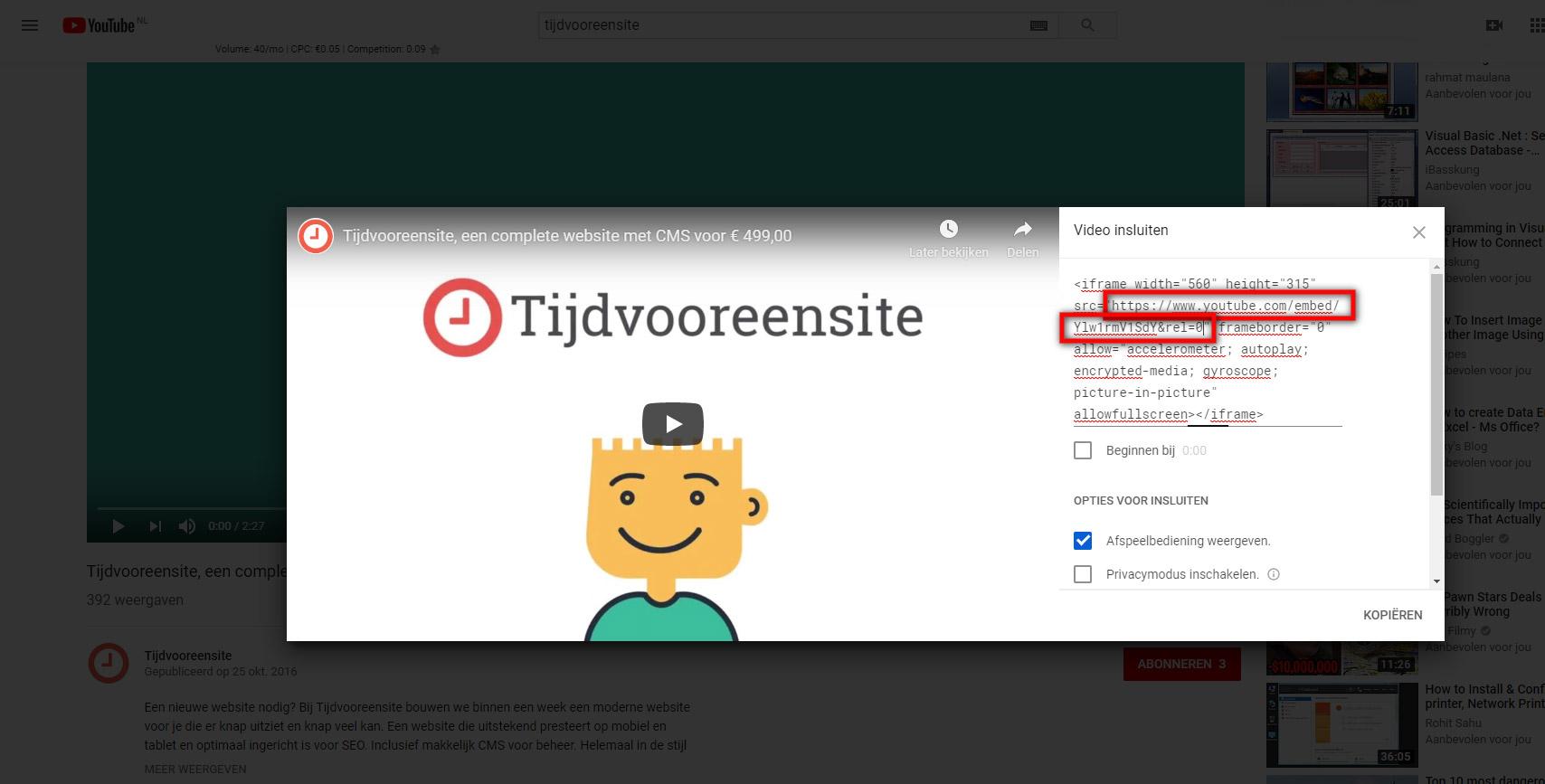 Embed code wijzigen YouTube suggesties Embed code wijzigen YouTube suggesties