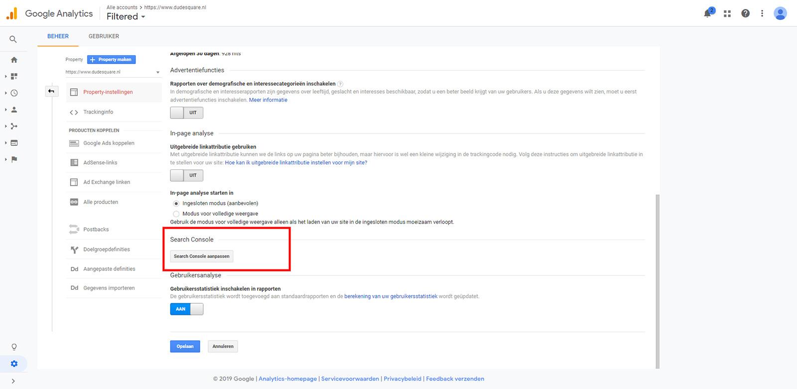Stap 2 Search Console koppelen aan Analytics Stap 2 Search Console koppelen aan Analytics