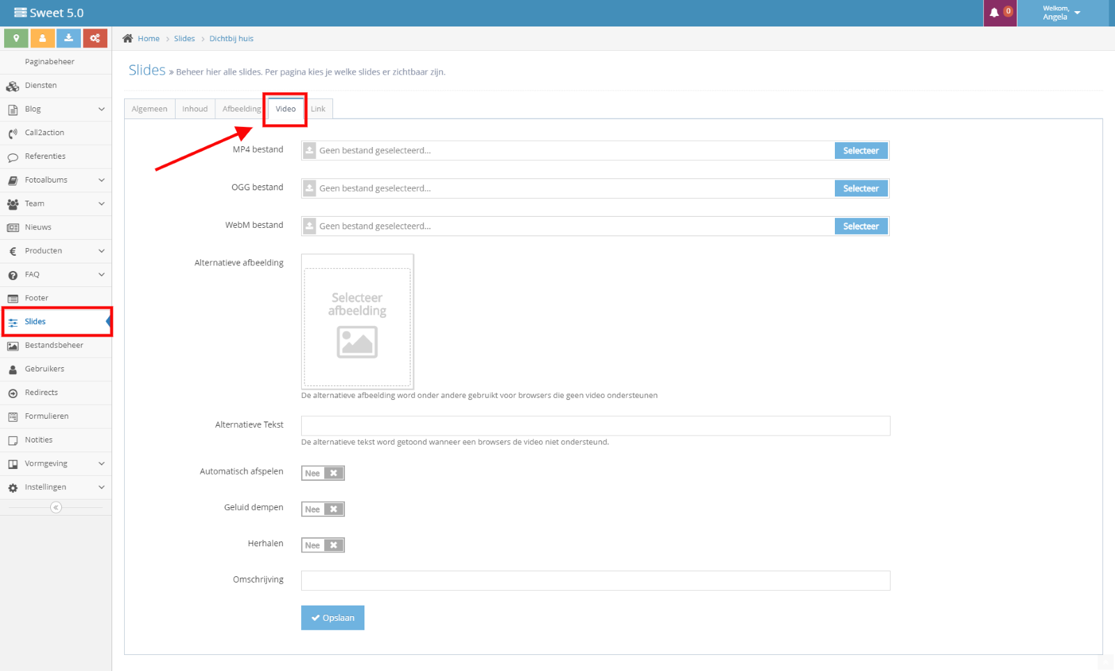 Video slider in het CMS van Tijdvooreensite