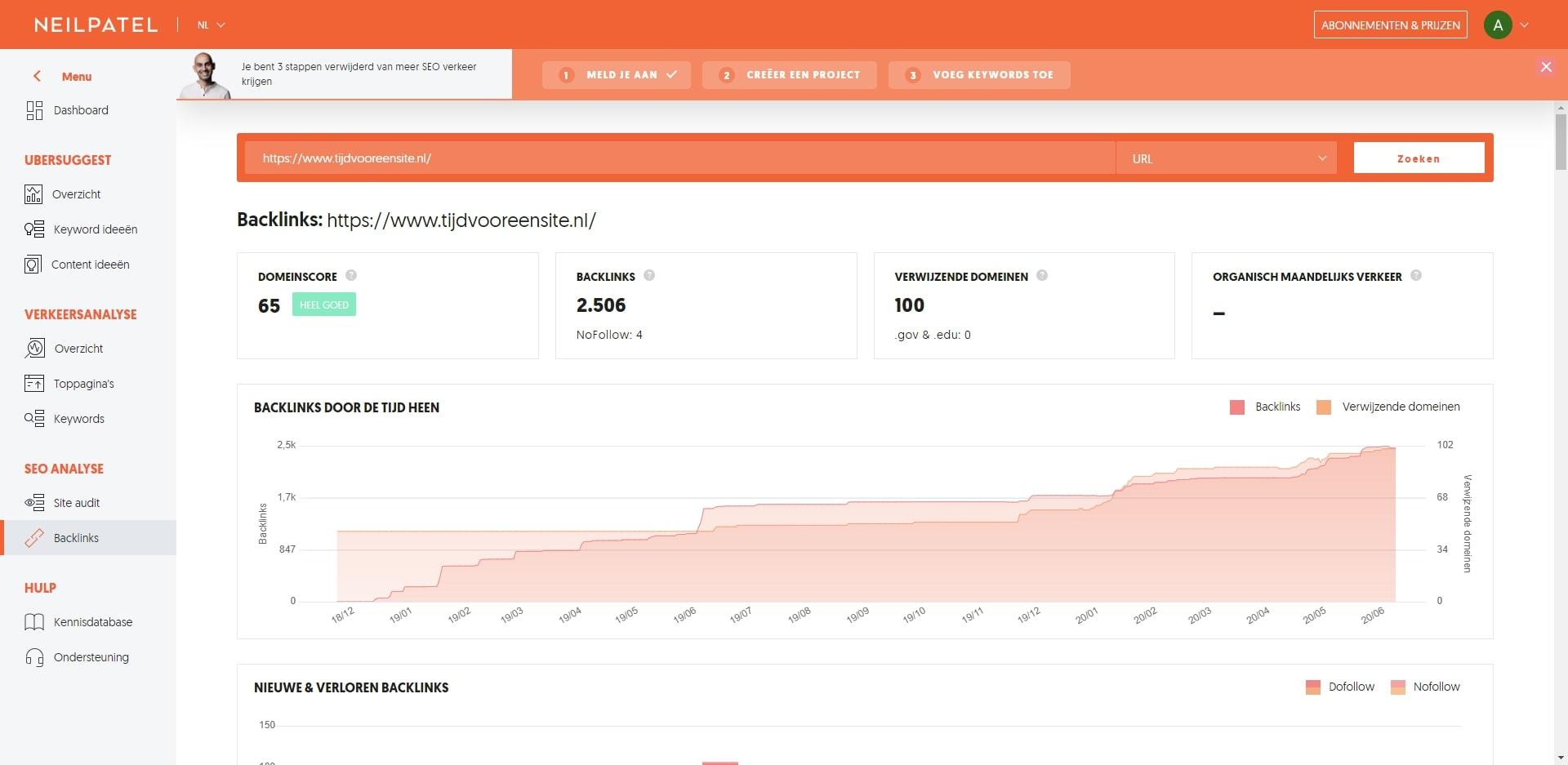 Backlinks checken met Neil Patel