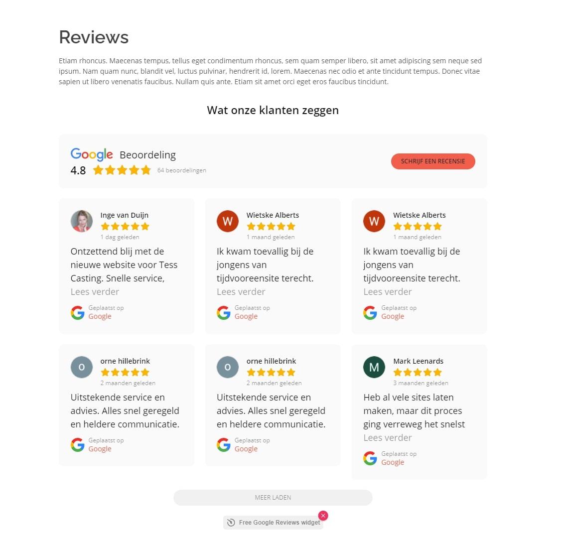 Google reviews carousel via Elfsight