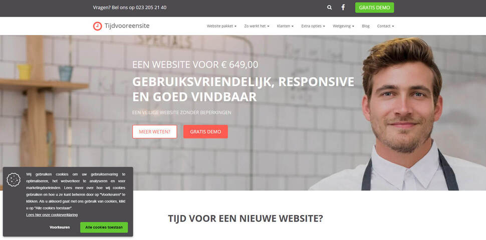 Cookiemelding van CookieCode op de website van Tijdvooreensite