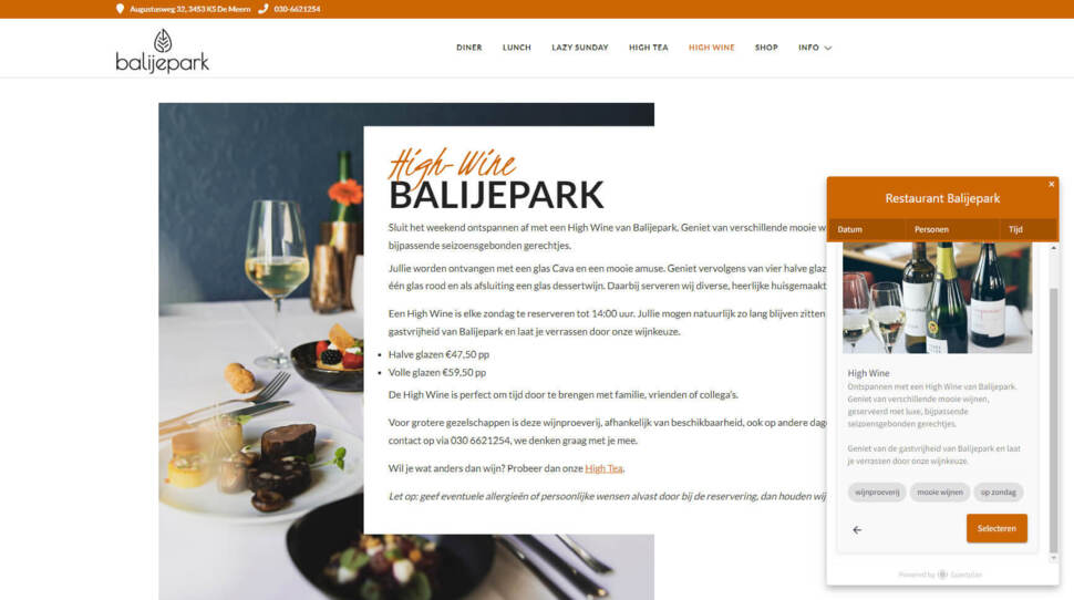 High wine boeken bij Balijepark Utrecht via Guestplan