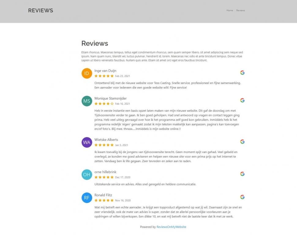 Google reviews op de website tonen met gratis versie ReviewsOnMyWebsite